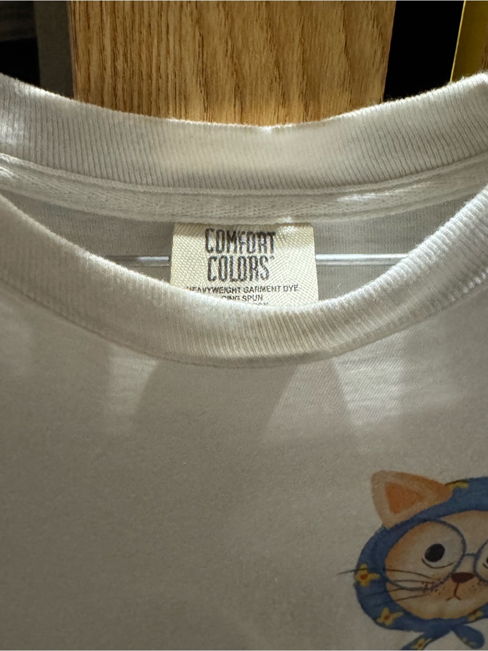 Comfort Colors Kids White Tee with Cute Cat Face Graphic